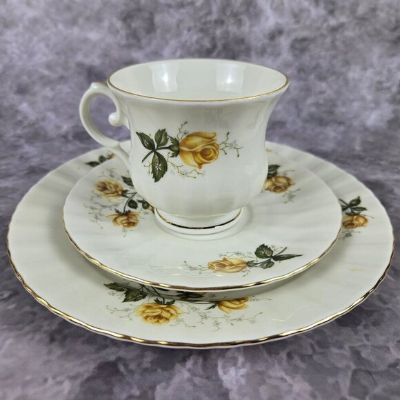 Royal China Seltmann Weiden Bavaria Yellow Rose 3 Pc Set Cup Saucer Bread Plate - Picture 2 of 16